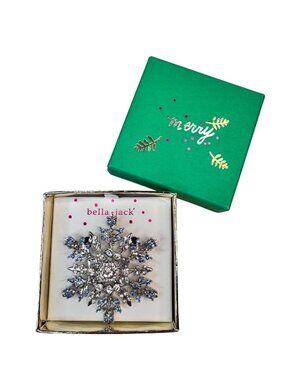 Bella Jack Snowflake Brooch Silver Tone Blue Clear Crystal 2020s